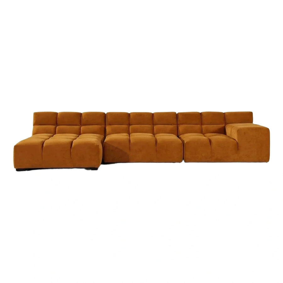 Modular Amber Velvet Sectional Sofa with Chaise