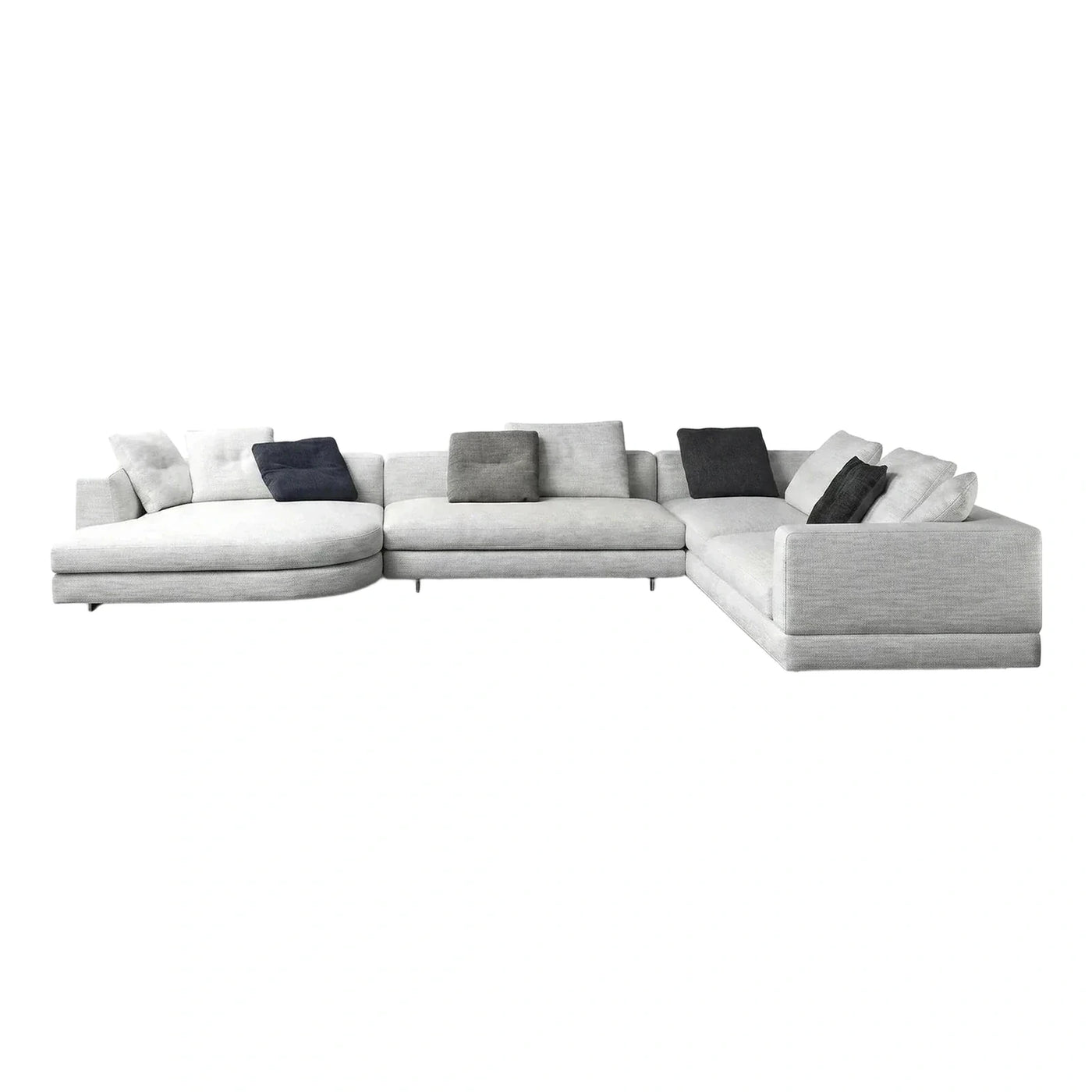 Modern Curved Modular Sectional Sofa Light Grey Fabric