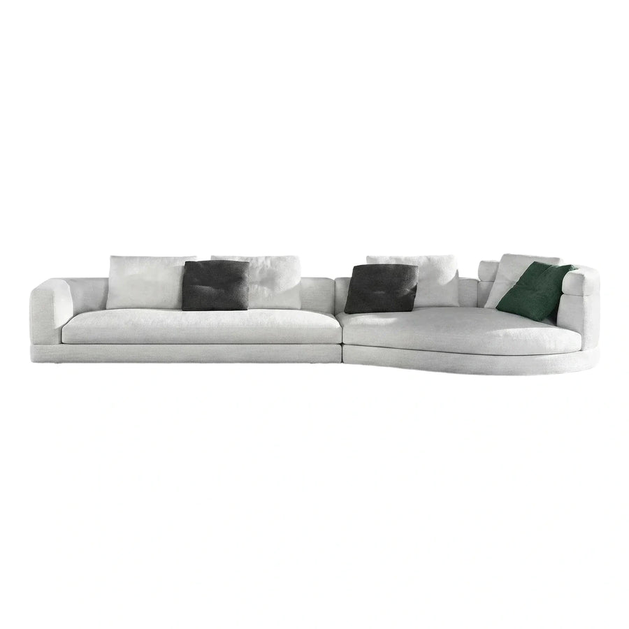 Modern Curved Sectional Sofa Light Grey Fabric