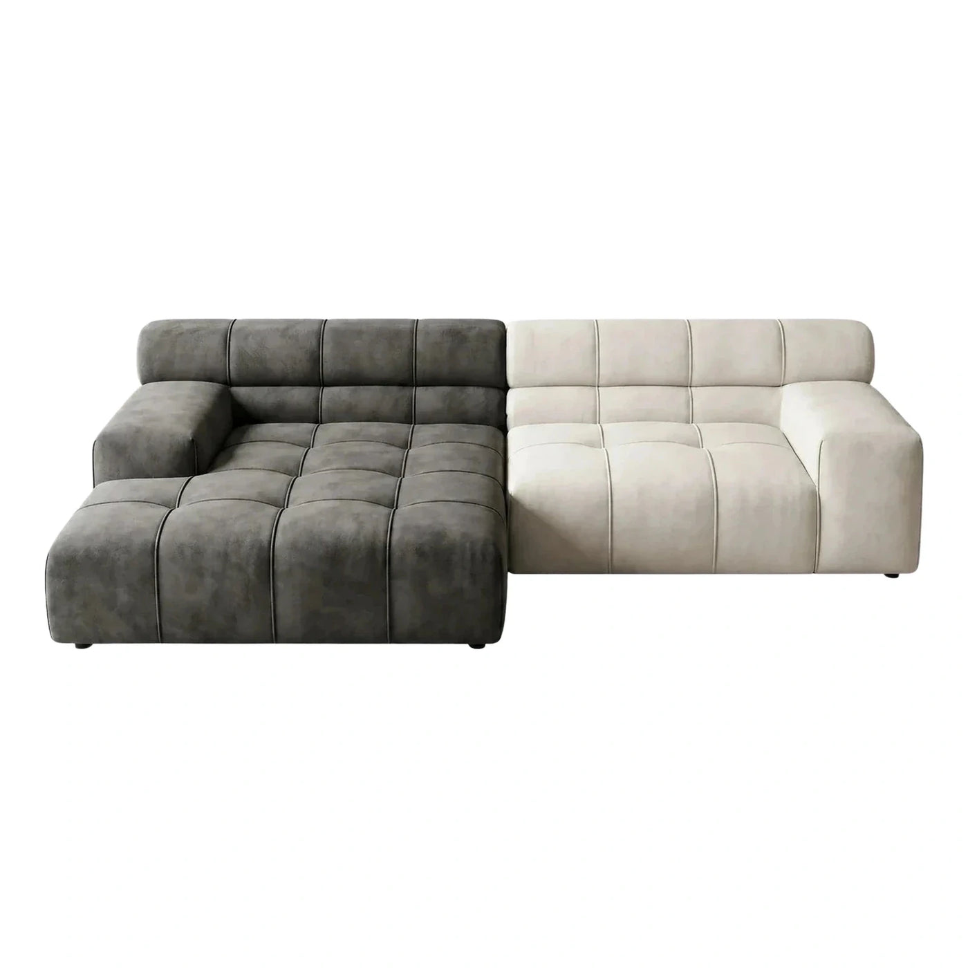 Modern Two-Tone Modular Sectional Sofa with Grid Stitching