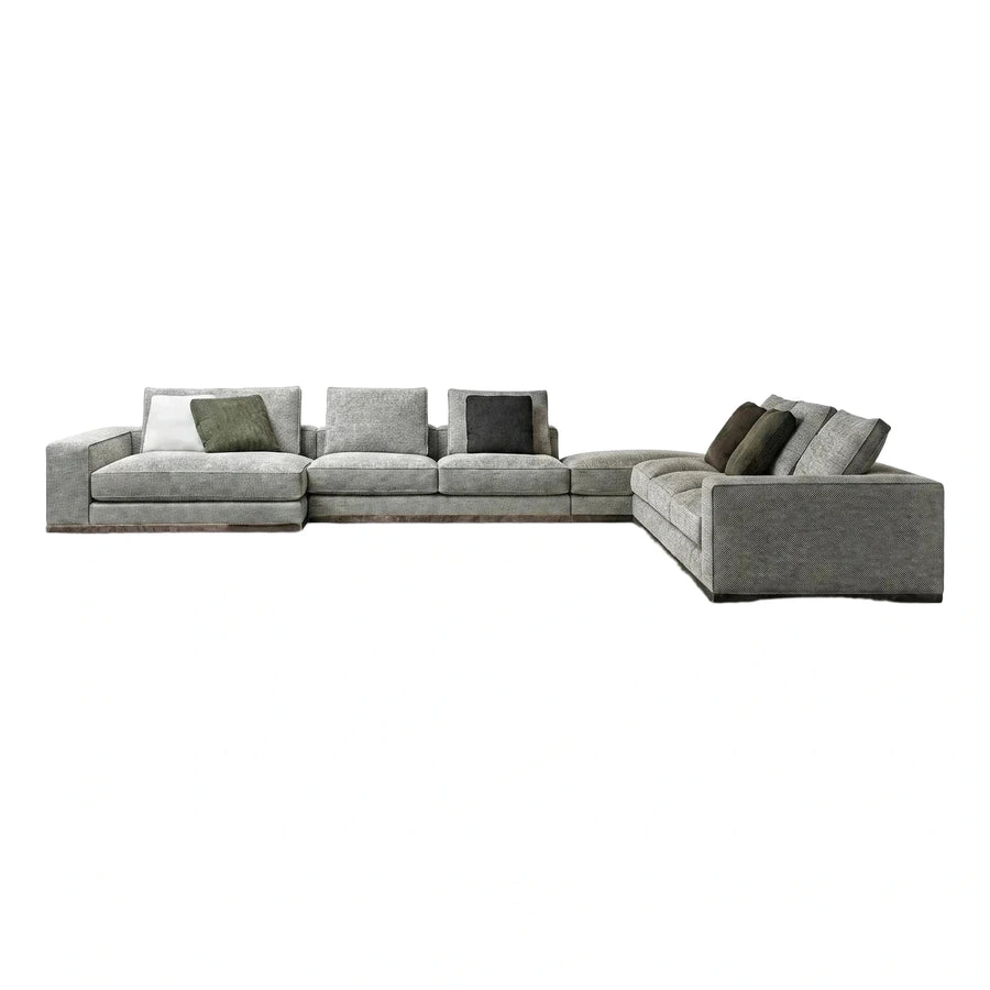 Modern Grey Textured L-Shaped Sectional Sofa
