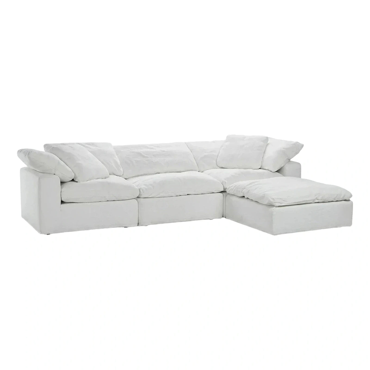 Modern White Fabric L-Shaped Sectional Sofa