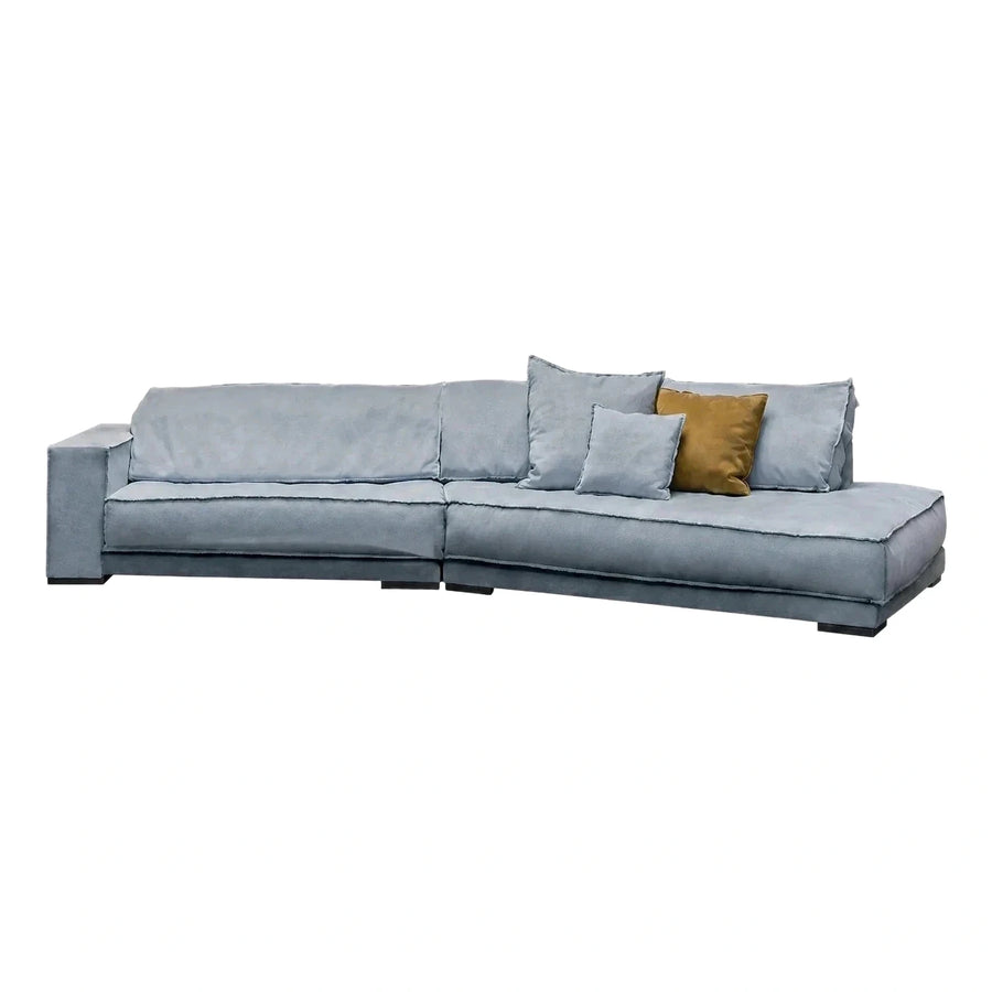 Modern Light Blue Fabric L-Shaped Sectional Sofa