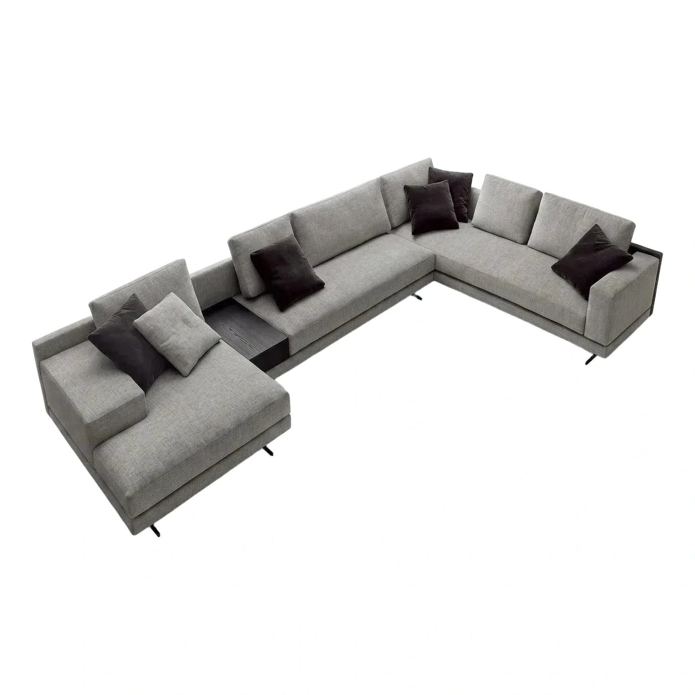 Modern Grey Fabric Sectional Sofa with Chaise