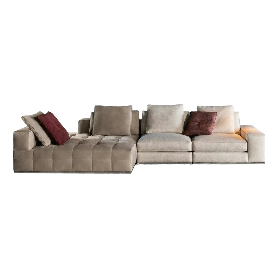 Modern L-Shaped Sectional Sofa in Taupe and Beige