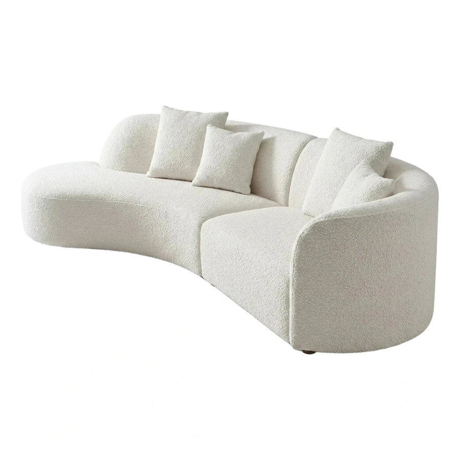 Cream Boucle Curved Sofa Modular Sectional