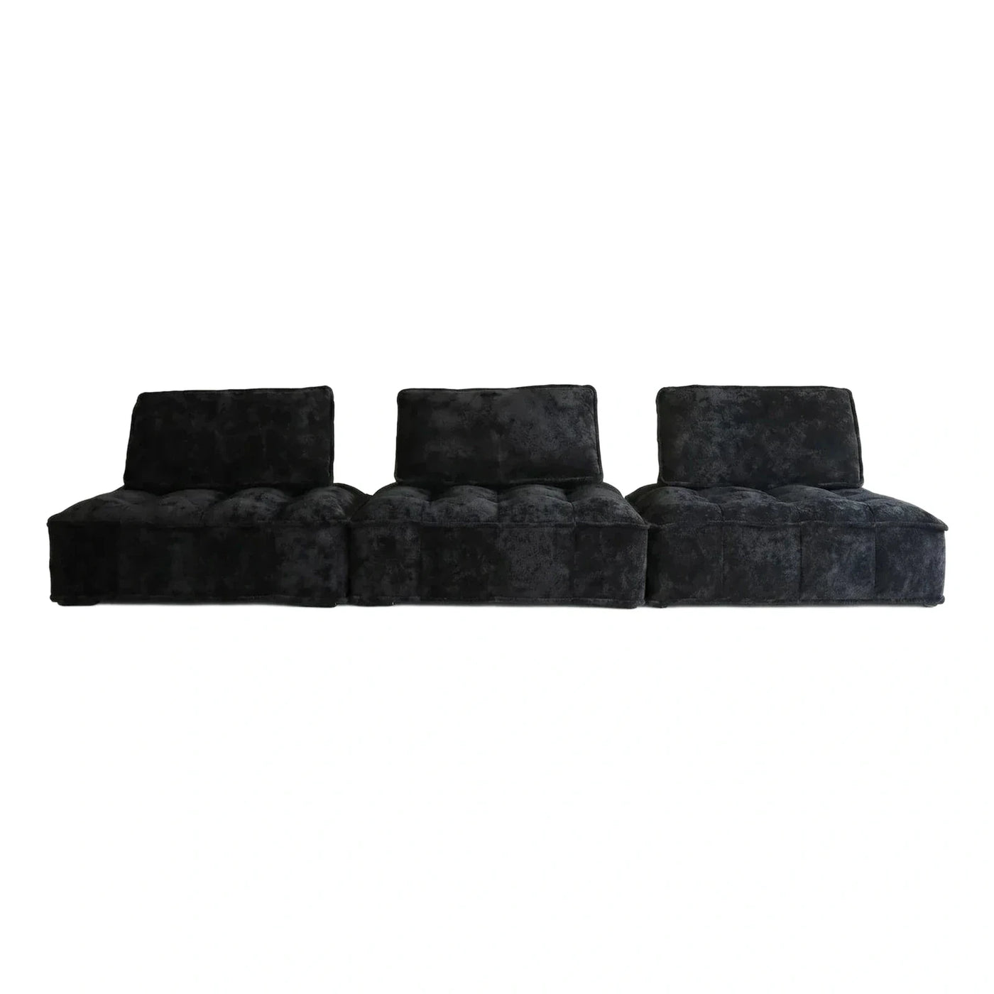 Modern Black Tufted Modular Velvet Sofa