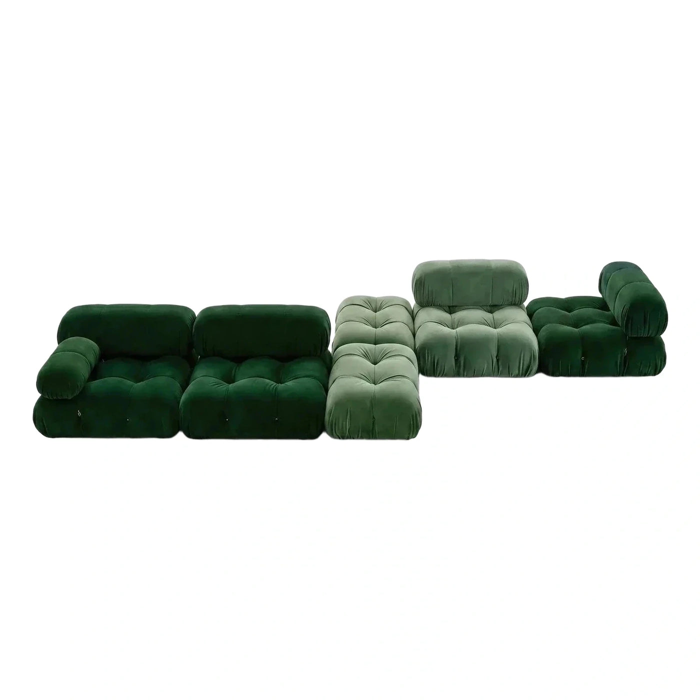 Modular Green Velvet Tufted Sectional Sofa System