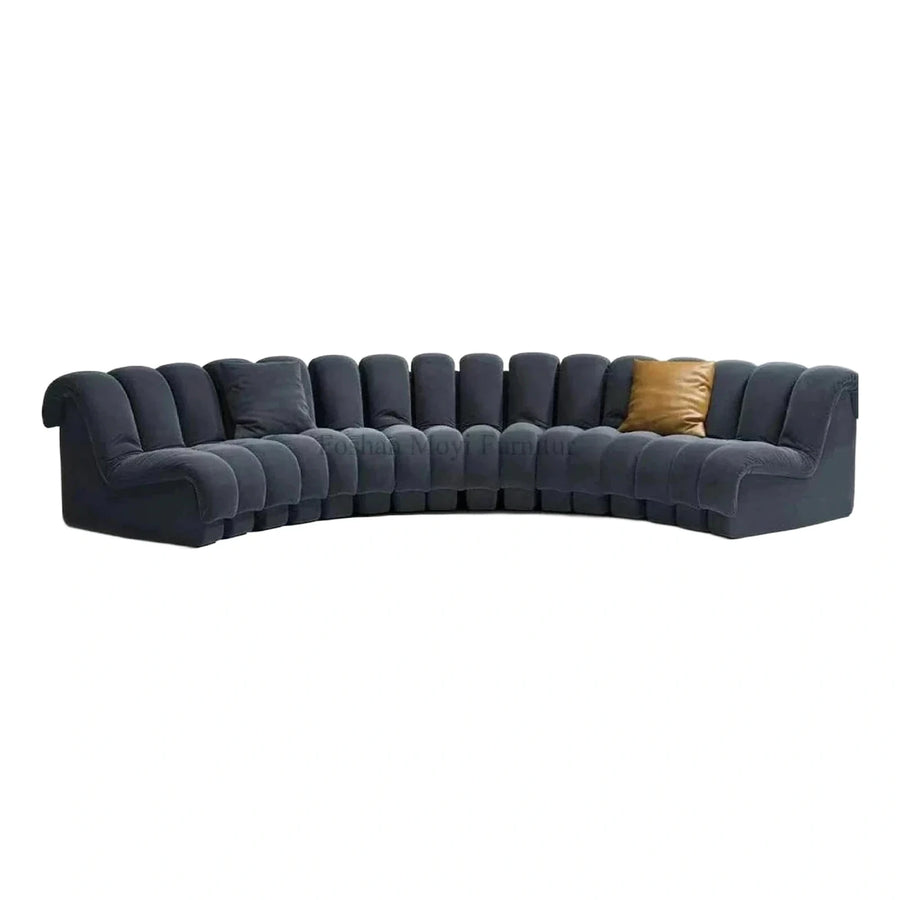 Dark Grey Curved Velvet Sectional Sofa