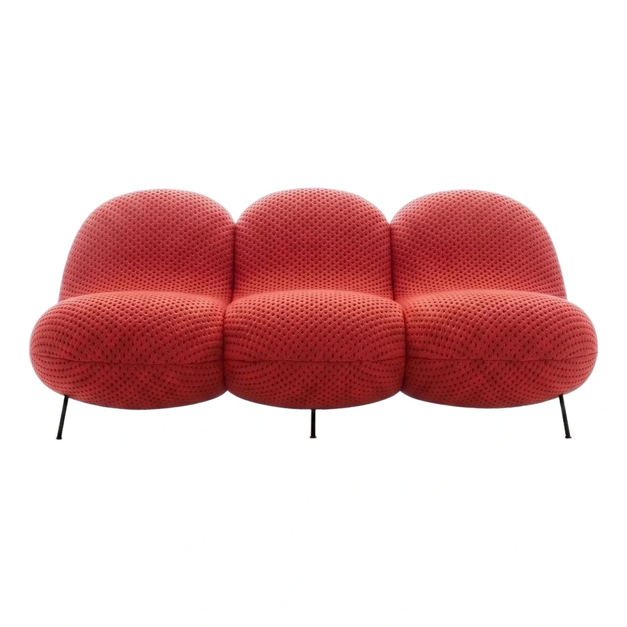 Coral Red Textured Bubble Sofa with Black Legs