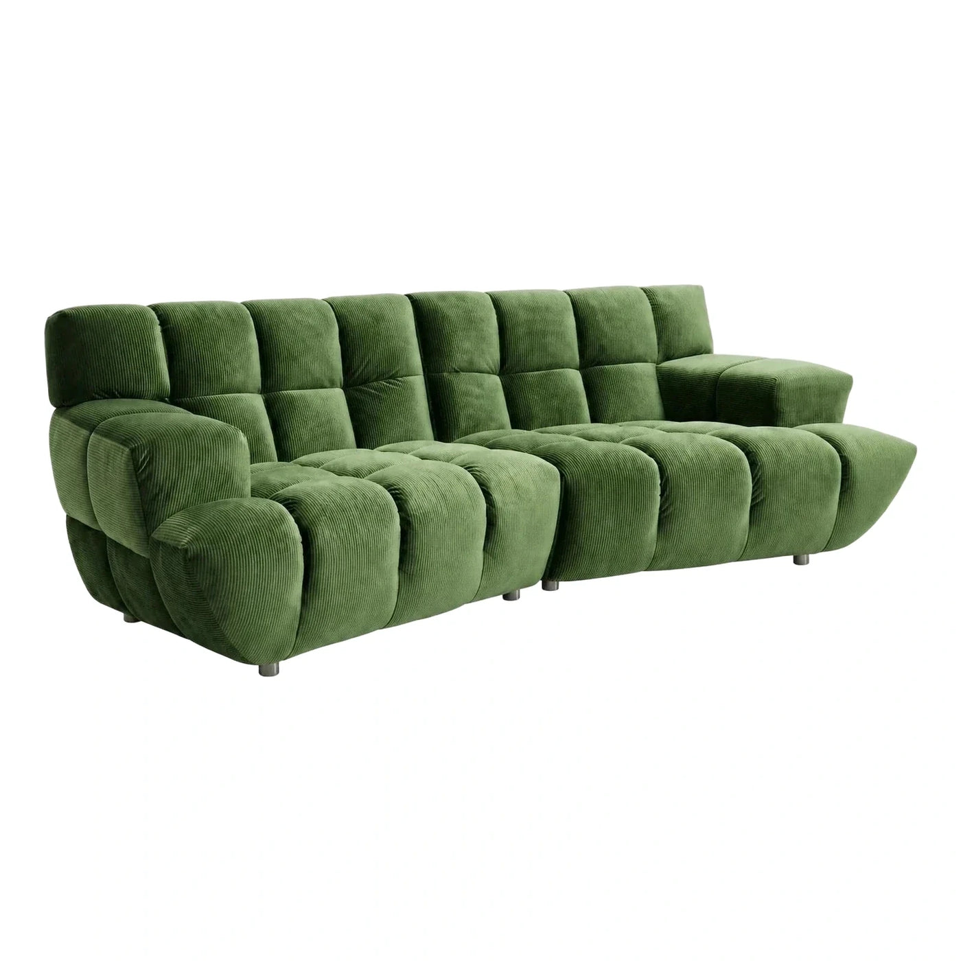 Modern Green Ribbed Fabric Sofa