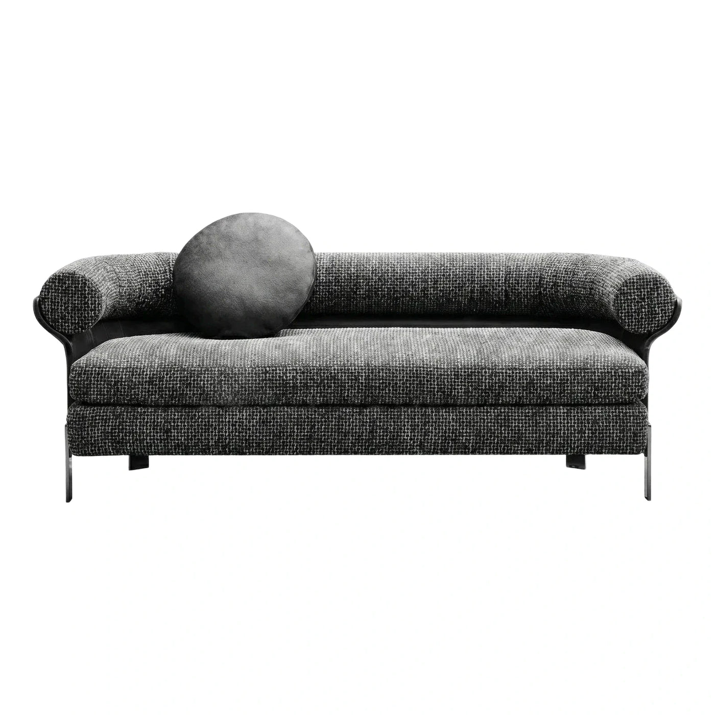 Modern Textured Grey Fabric Sofa With Round Cushion