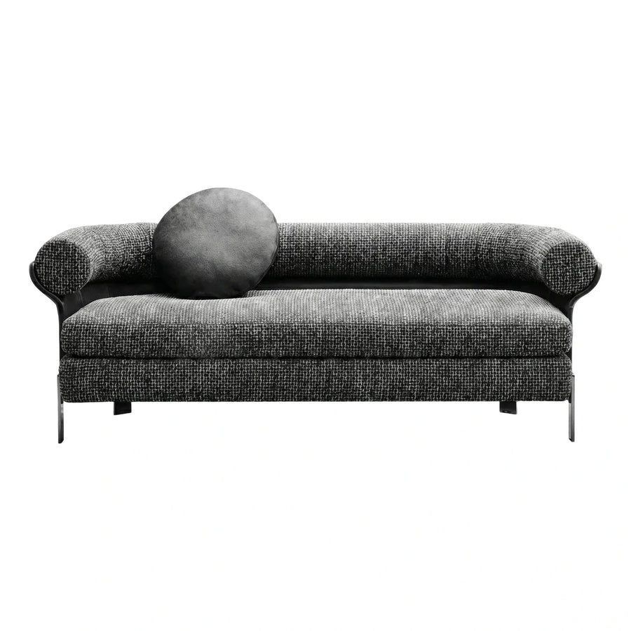 Modern Textured Grey Fabric Sofa With Round Cushion