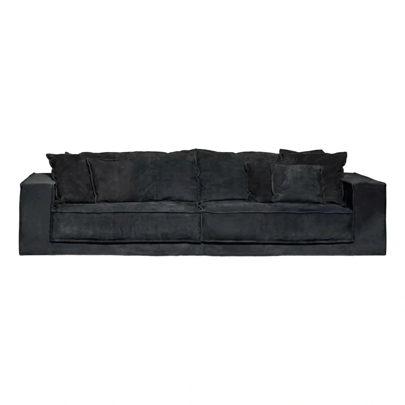 Modern Black Velvet Sofa with Metal Base