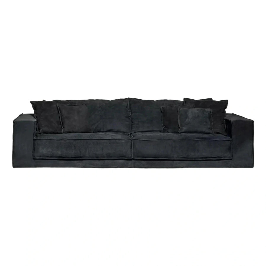 Modern Black Velvet Sofa with Metal Base
