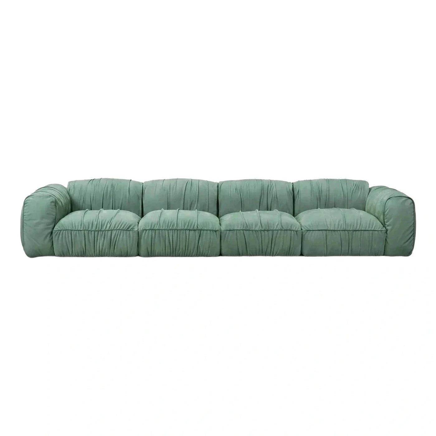 Modern Sage Green Ruched Fabric Sofa