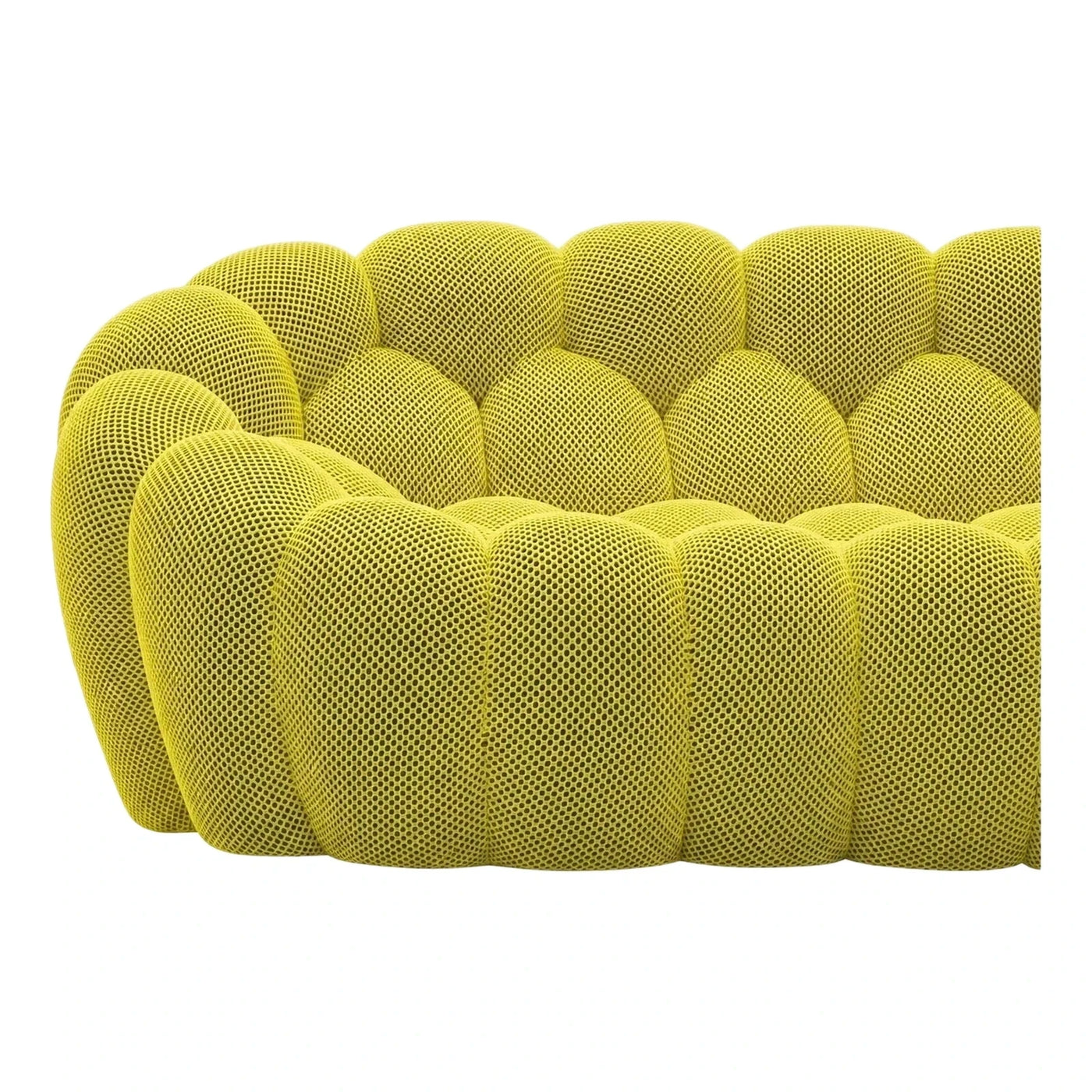 Bright Yellow Perforated Bubble Sofa Curved Design