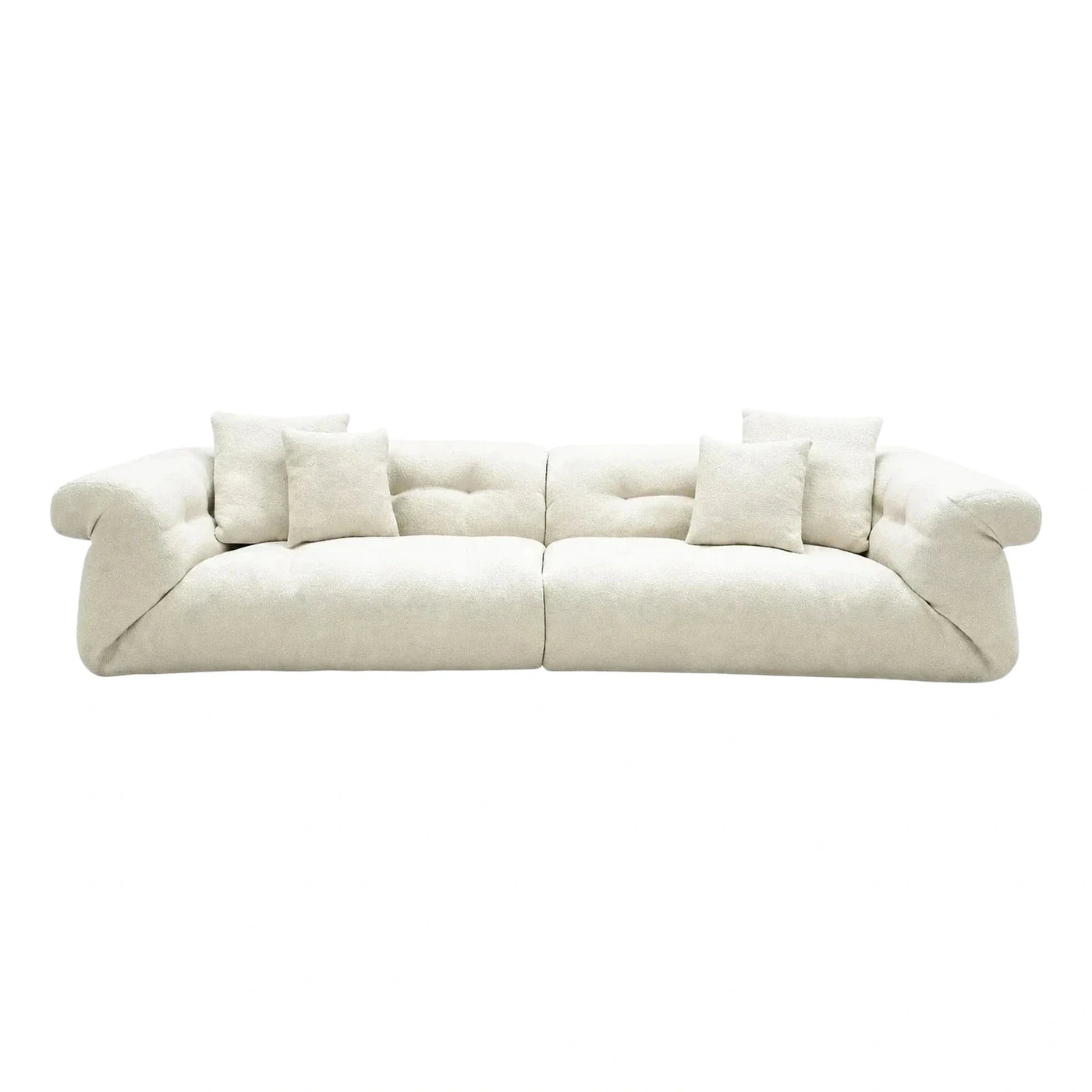 Cream Boucle Modular Sofa with Tufted Backrest