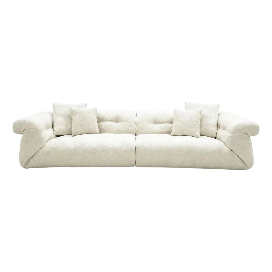 Cream Boucle Modular Sofa with Tufted Backrest