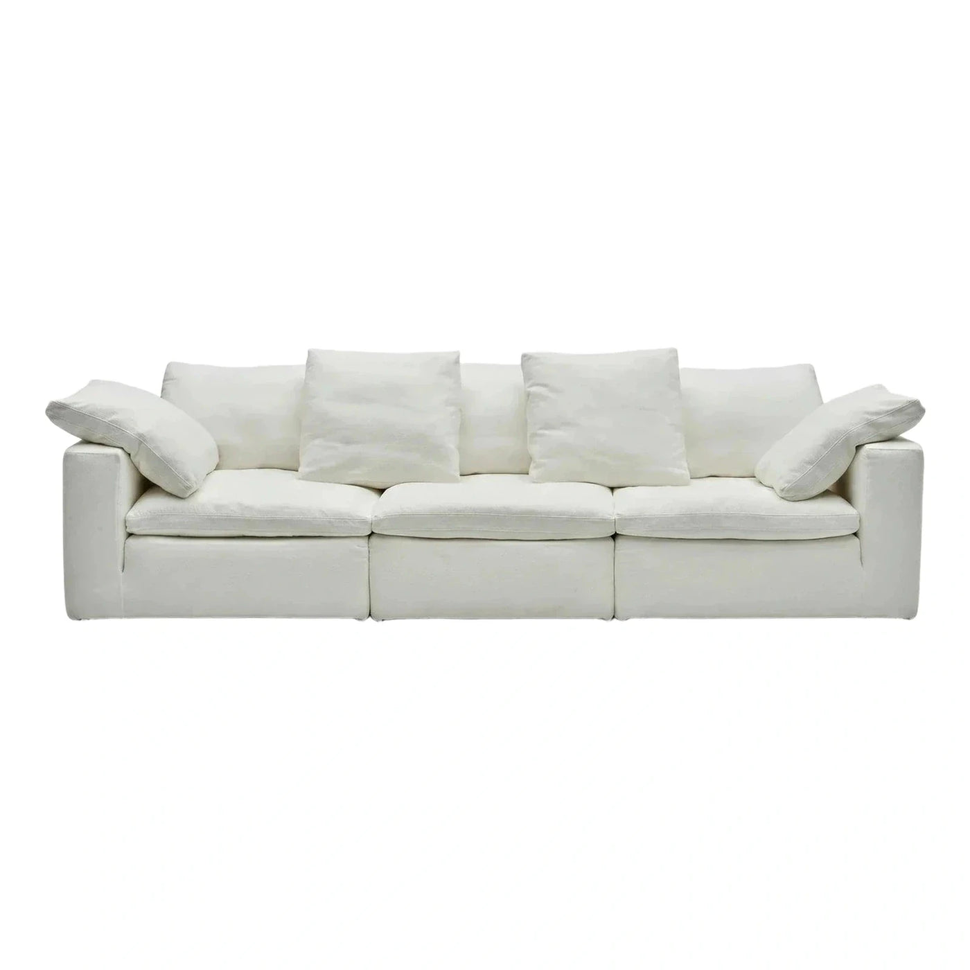 White Modern Fabric Sofa with Loose Cushions