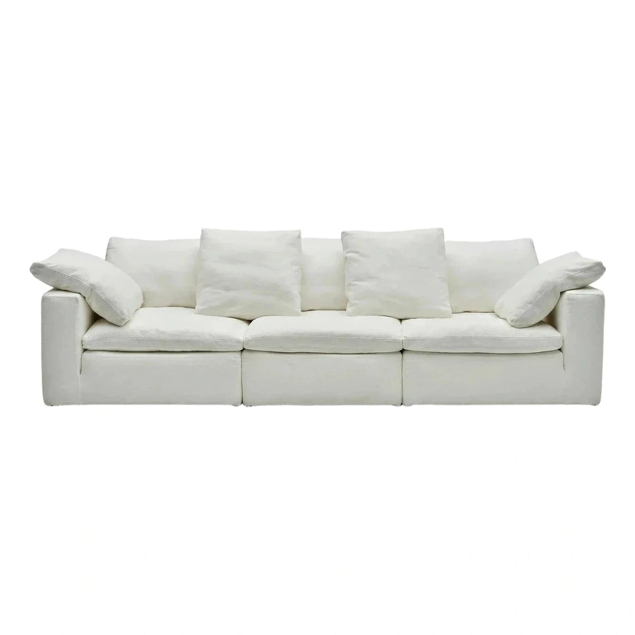 White Modern Fabric Sofa with Loose Cushions