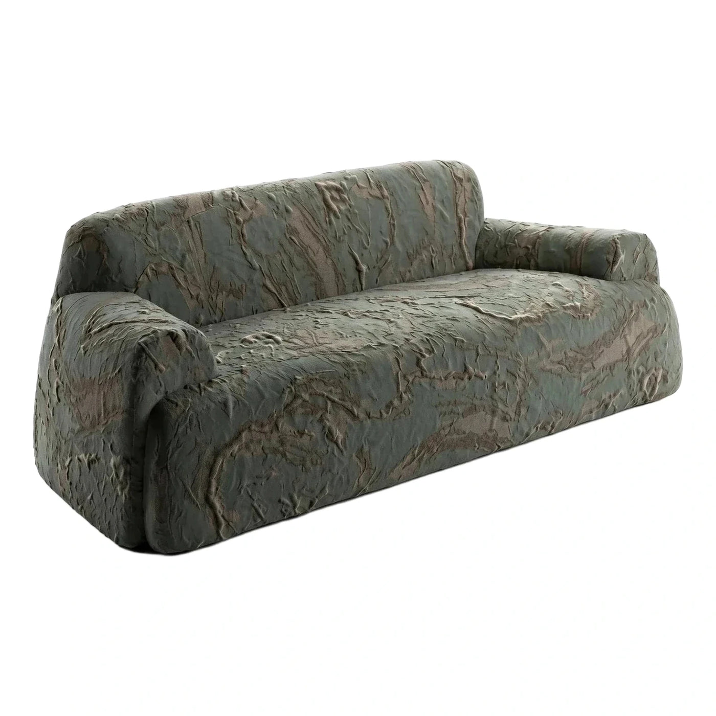Green Abstract Textured Modern Low Profile Sofa