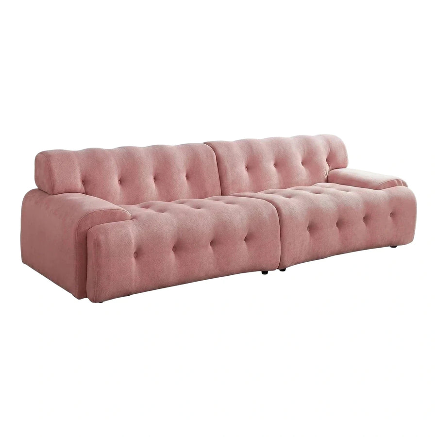 Pink Tufted Fabric Modular Sofa