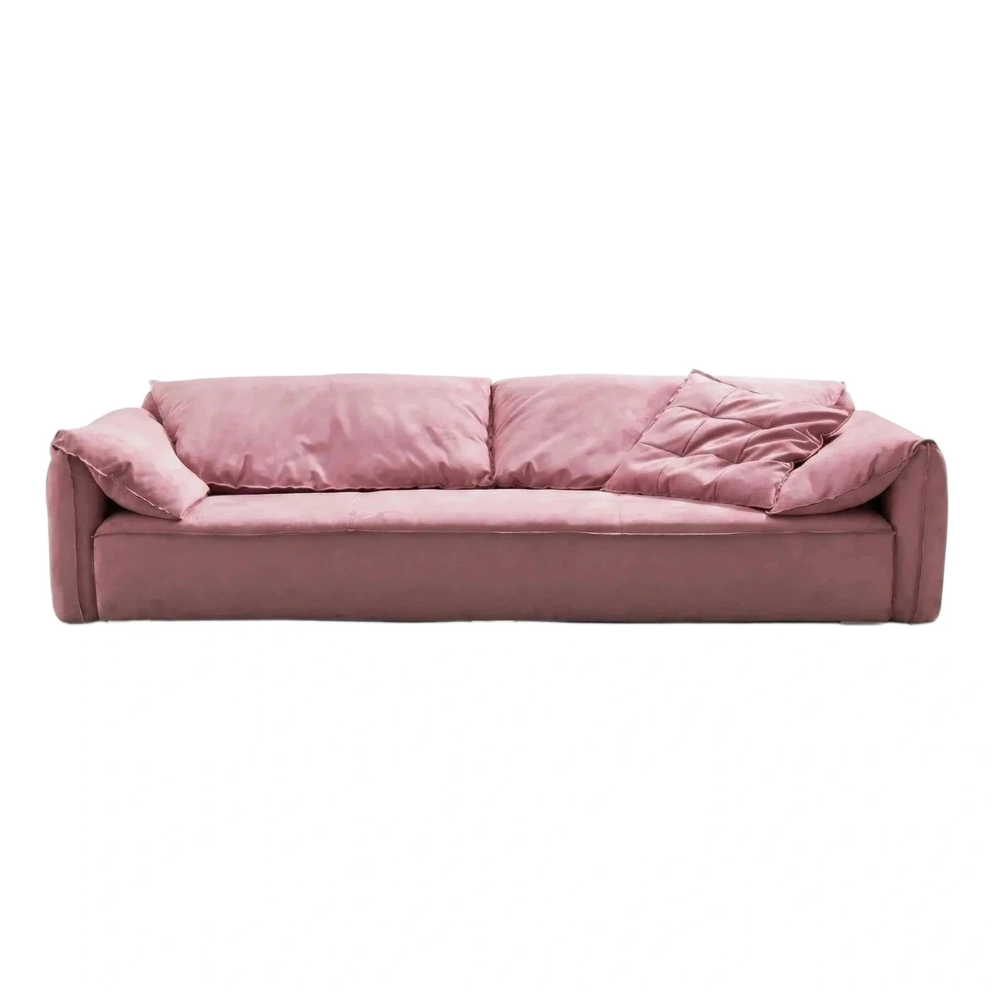 Modern Dusty Pink Velvet Sofa with Quilted Cushion