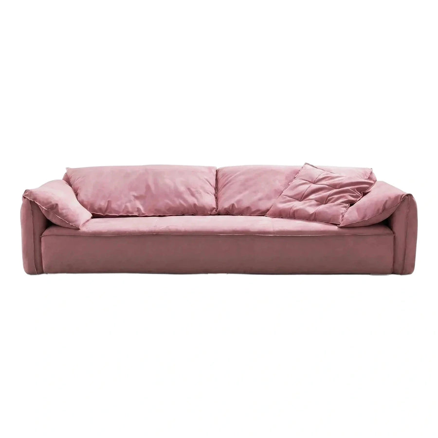 Modern Dusty Pink Velvet Sofa with Quilted Cushion