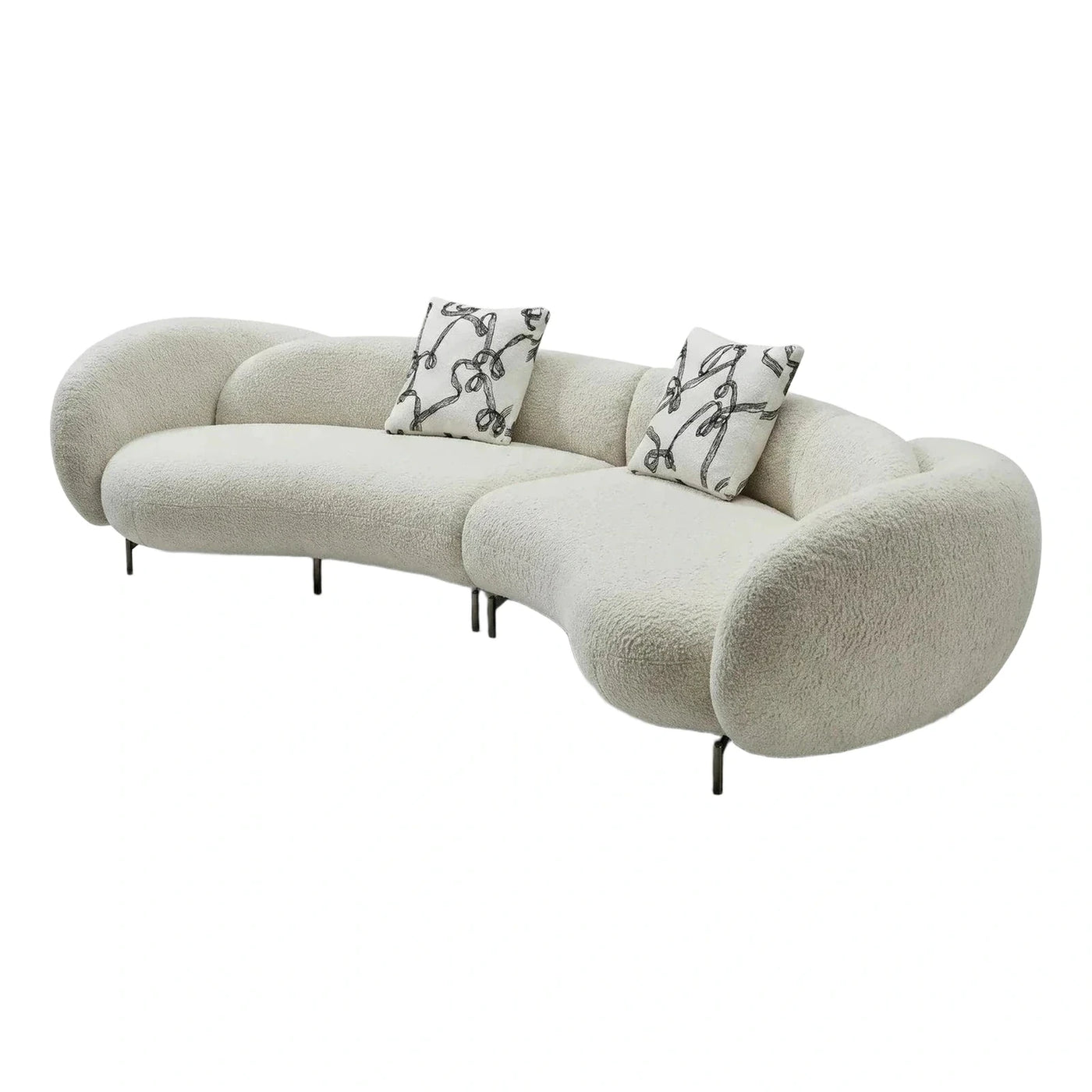 Modern Cream Boucle Curved Sofa