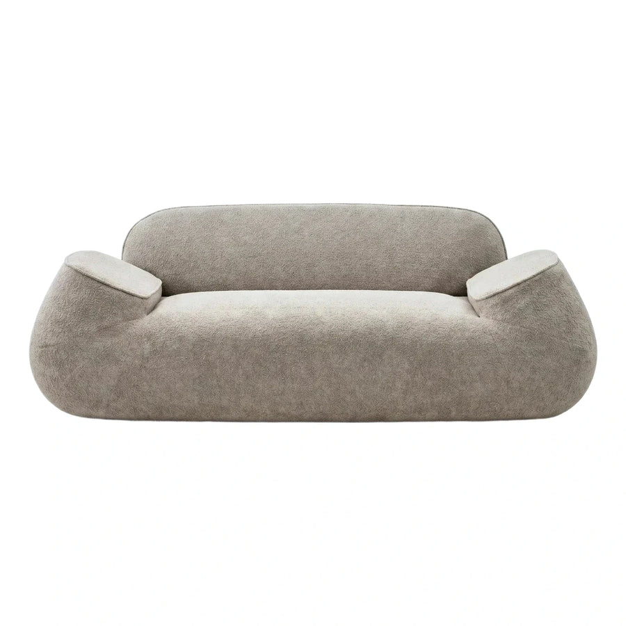 Modern Beige Boucle Curved Sofa