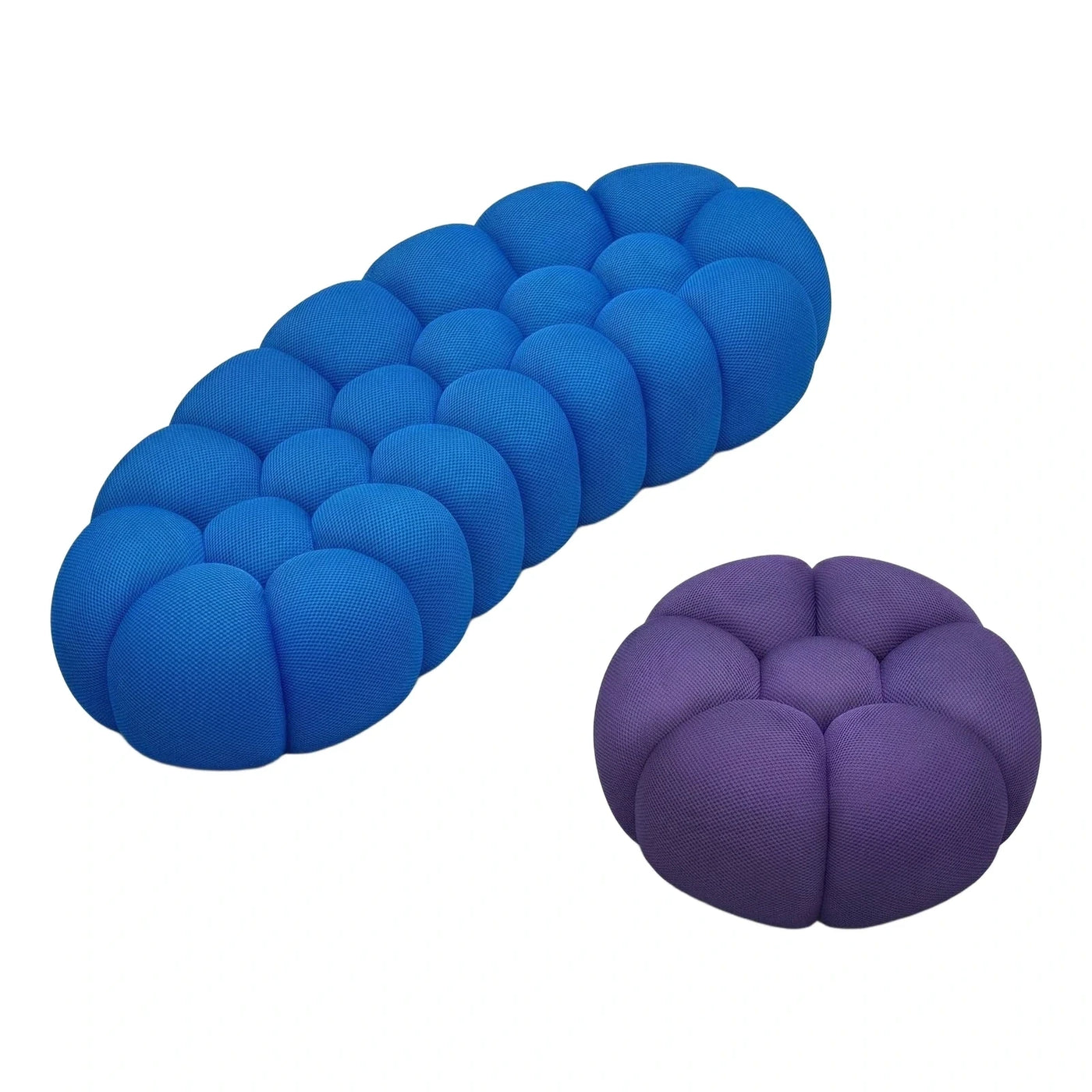 Blue Modular Bubble Sofa and Purple Ottoman