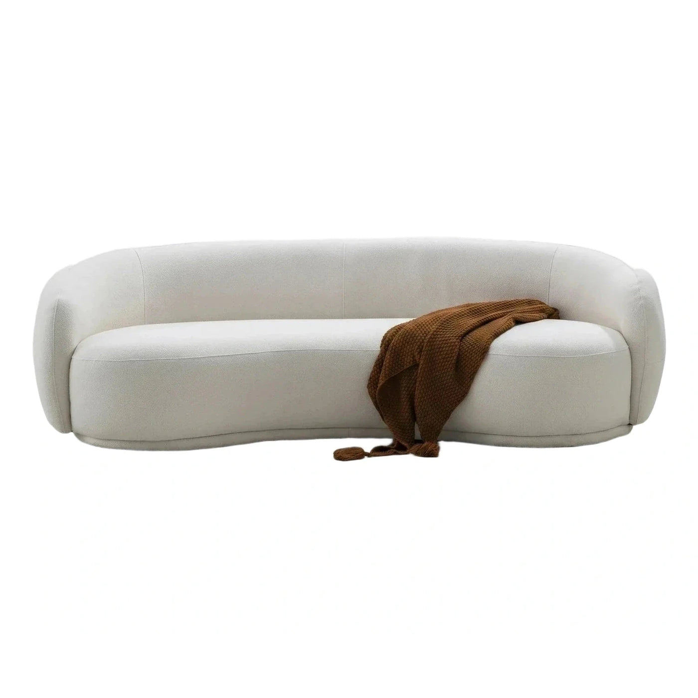 Curved Cream Fabric Sofa Modern Minimalist Design