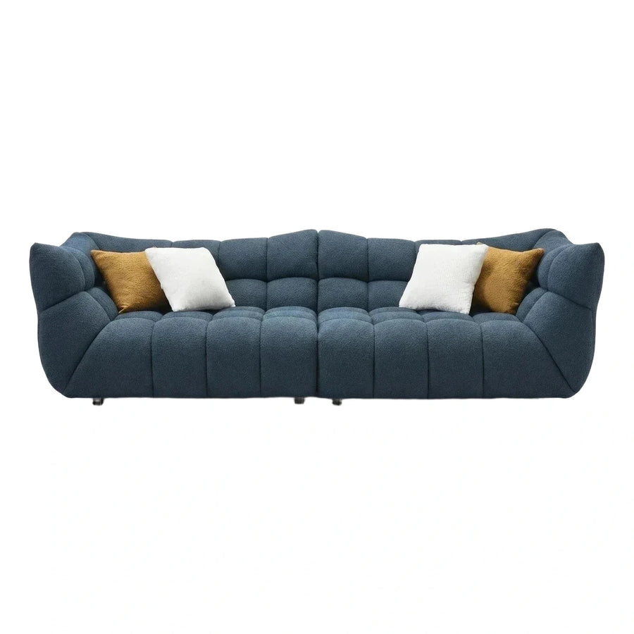 Deep Blue Modular Sofa with Channel Tufting