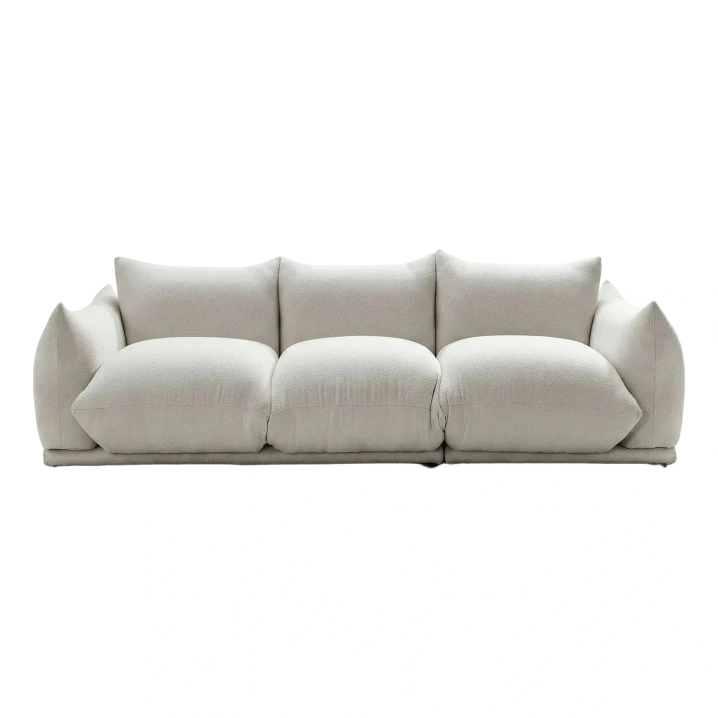 Modern Cream Boucle Sofa with Angled Armrests