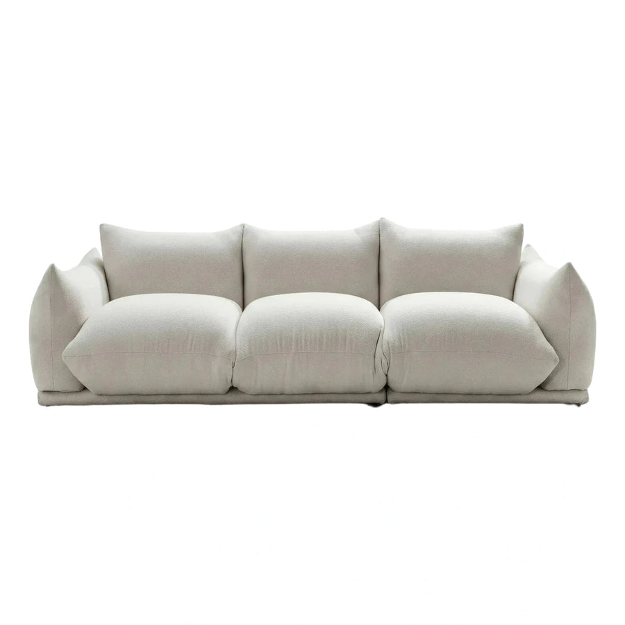 Modern Cream Boucle Sofa with Angled Armrests