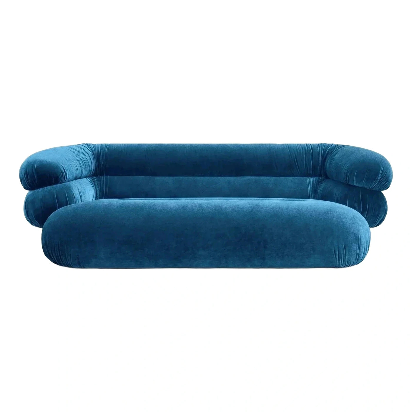 Modern Blue Velvet Curved Sofa