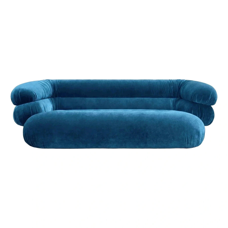 Modern Blue Velvet Curved Sofa