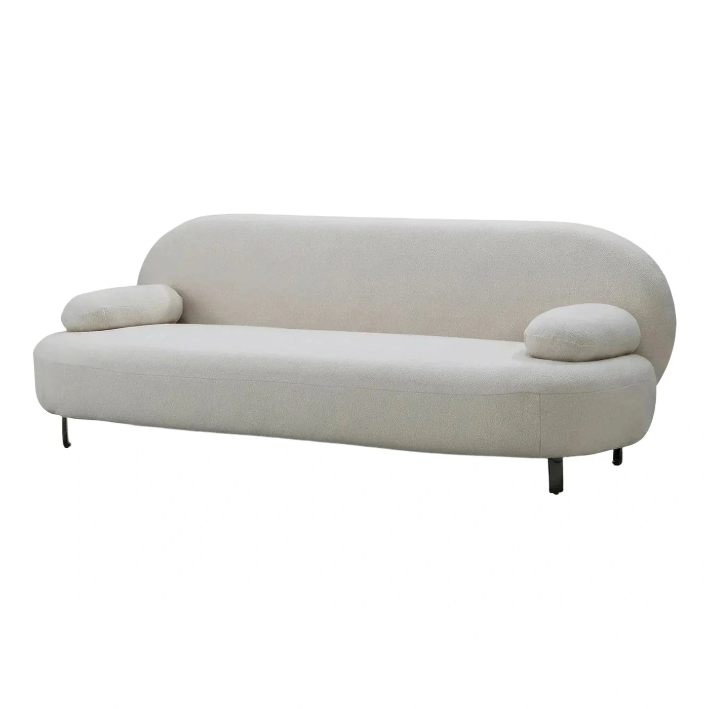 Curved Cream Boucle Sofa with Bolster Armrests