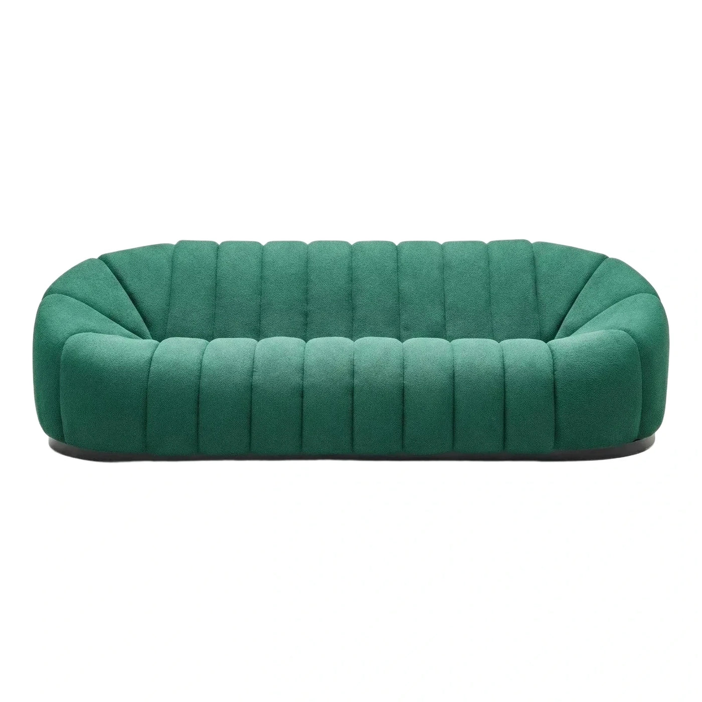 Emerald Green Curved Channel Tufted Sofa