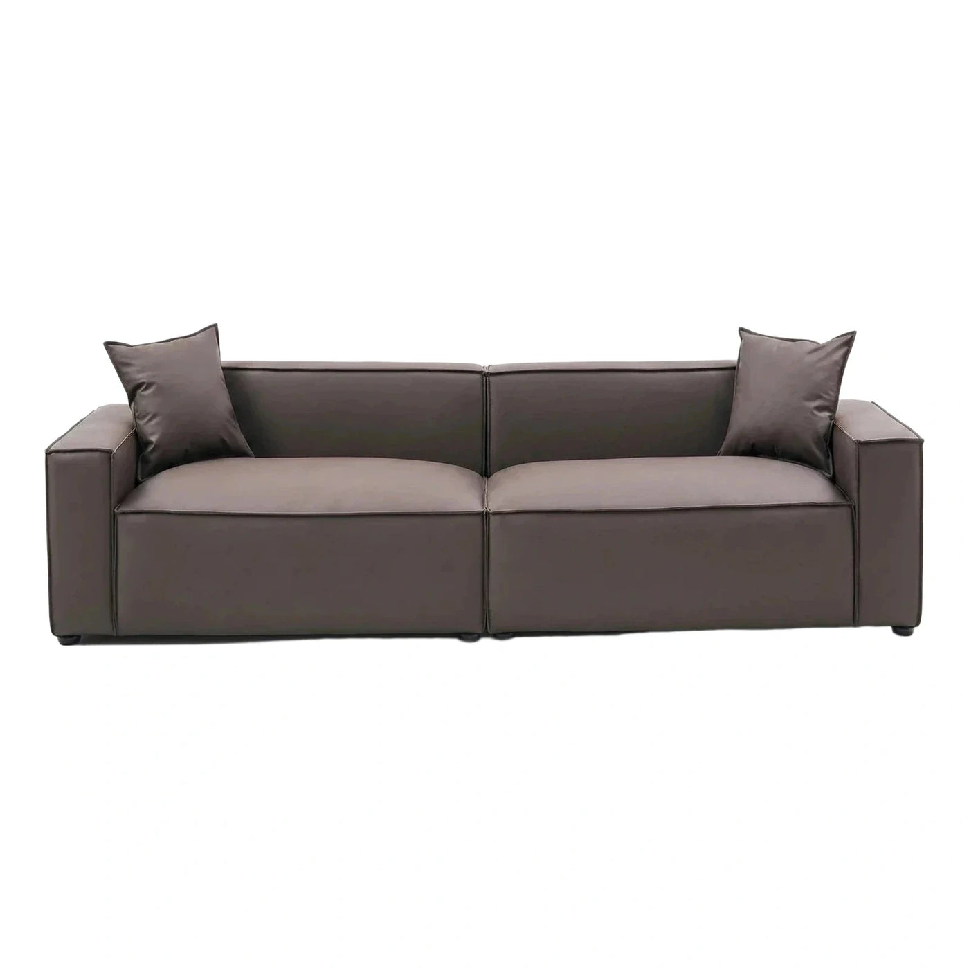Modern Dark Grey Leather Modular Sofa