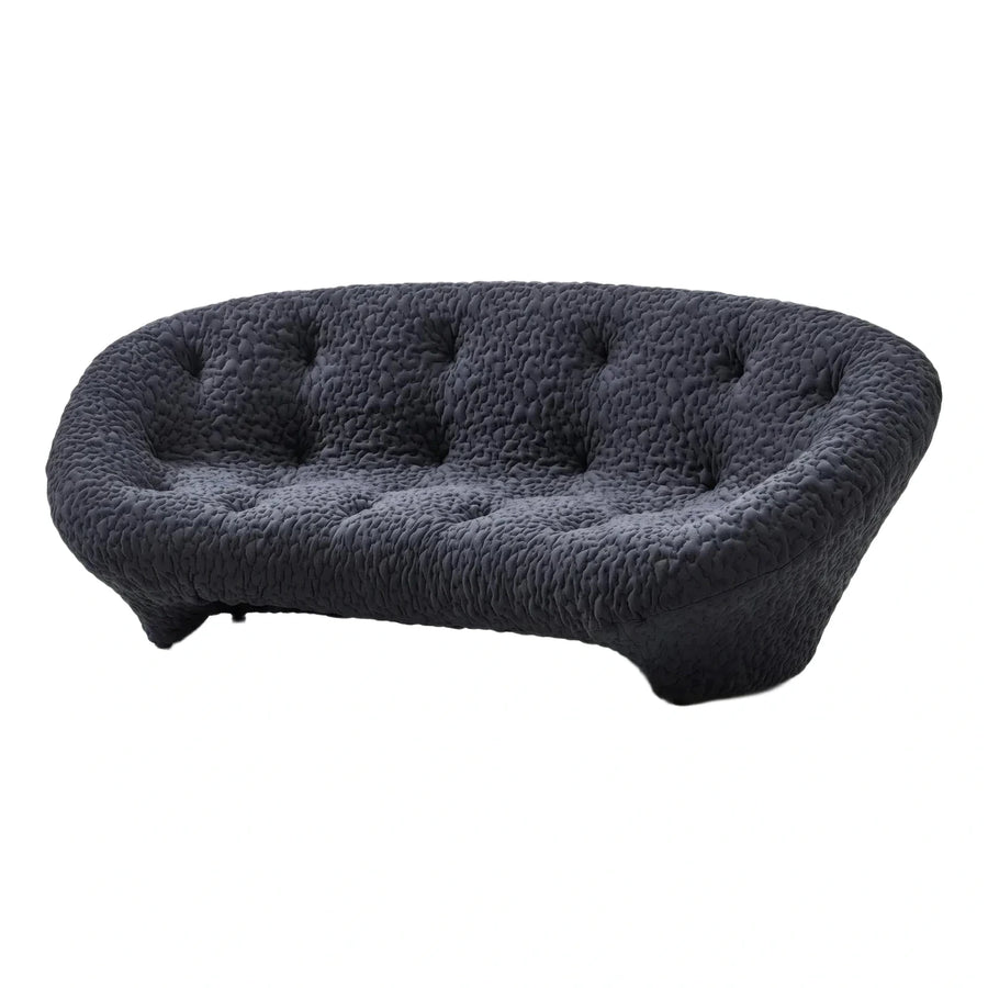 Dark Grey Textured Curved Tufted Sofa