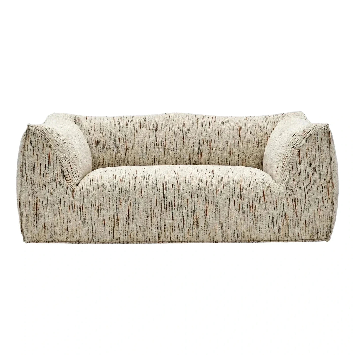 Modern Curved Cream Textured Fabric Sofa
