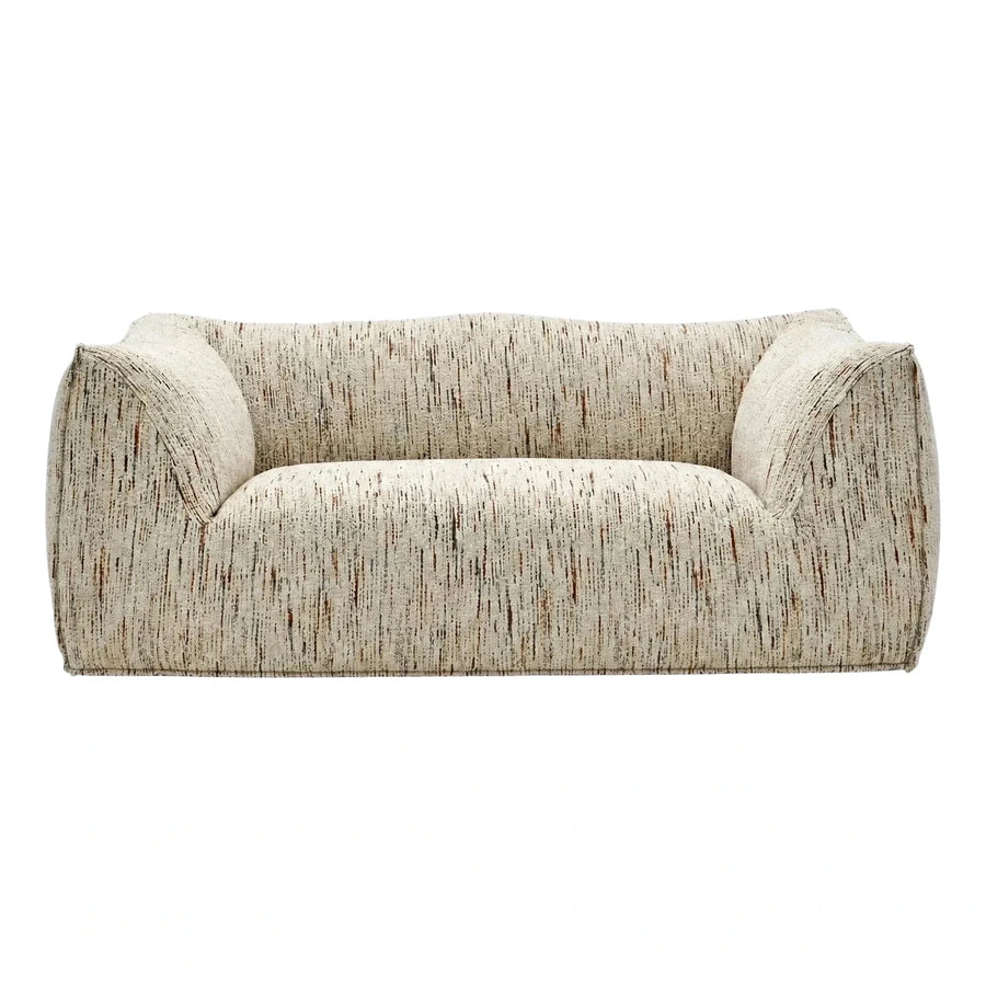 Modern Curved Cream Textured Fabric Sofa