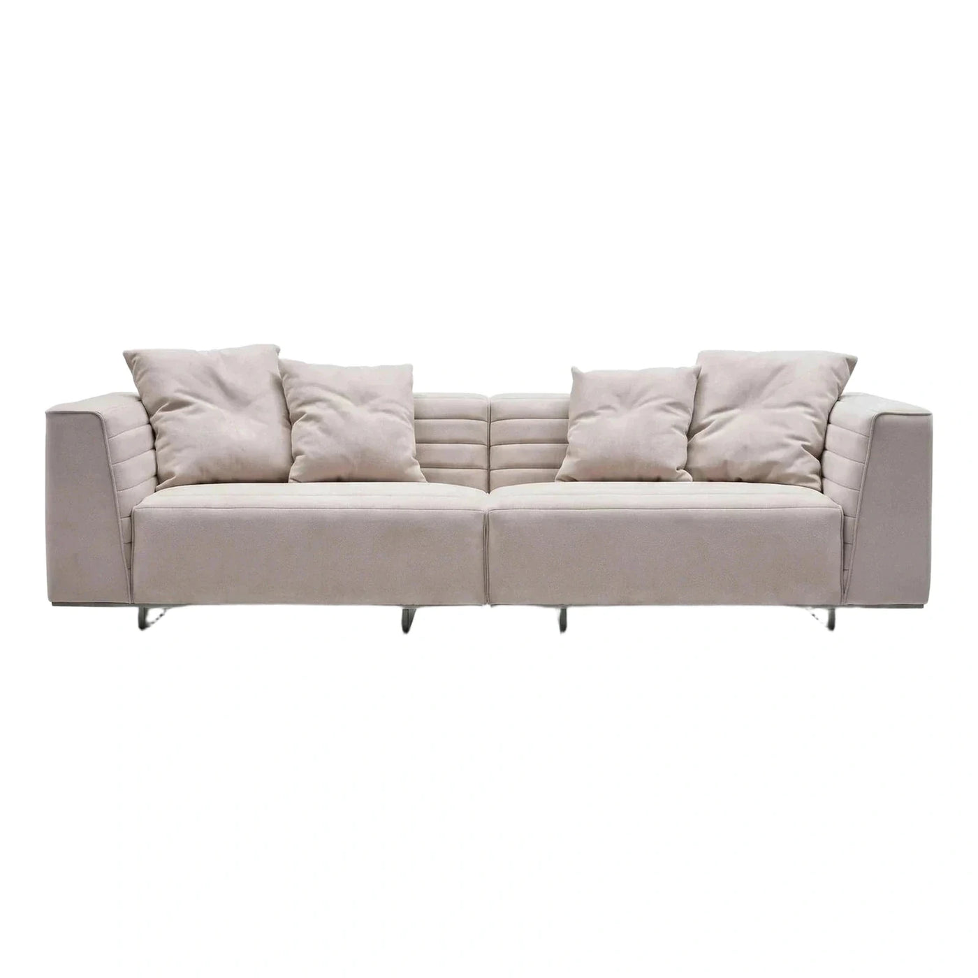 Modern Beige Modular Sofa with Channel Stitching