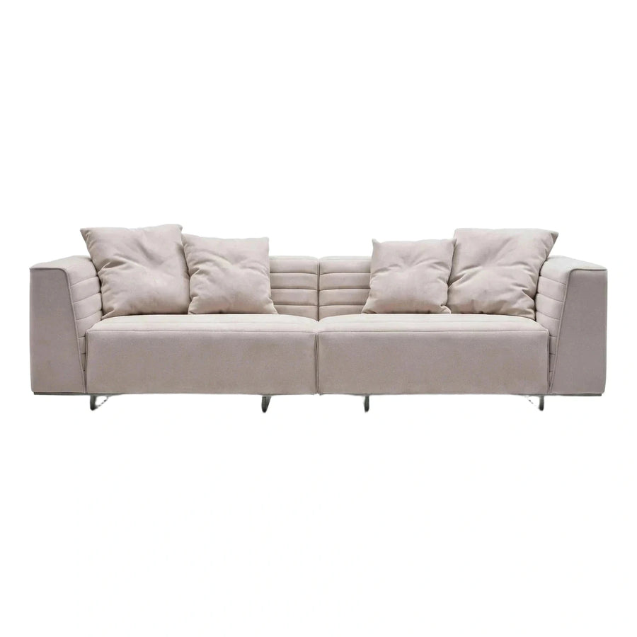 Modern Beige Modular Sofa with Channel Stitching