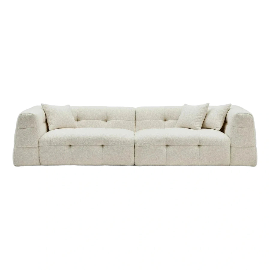 Cream Boucle Modular Sofa with Tufted Detail