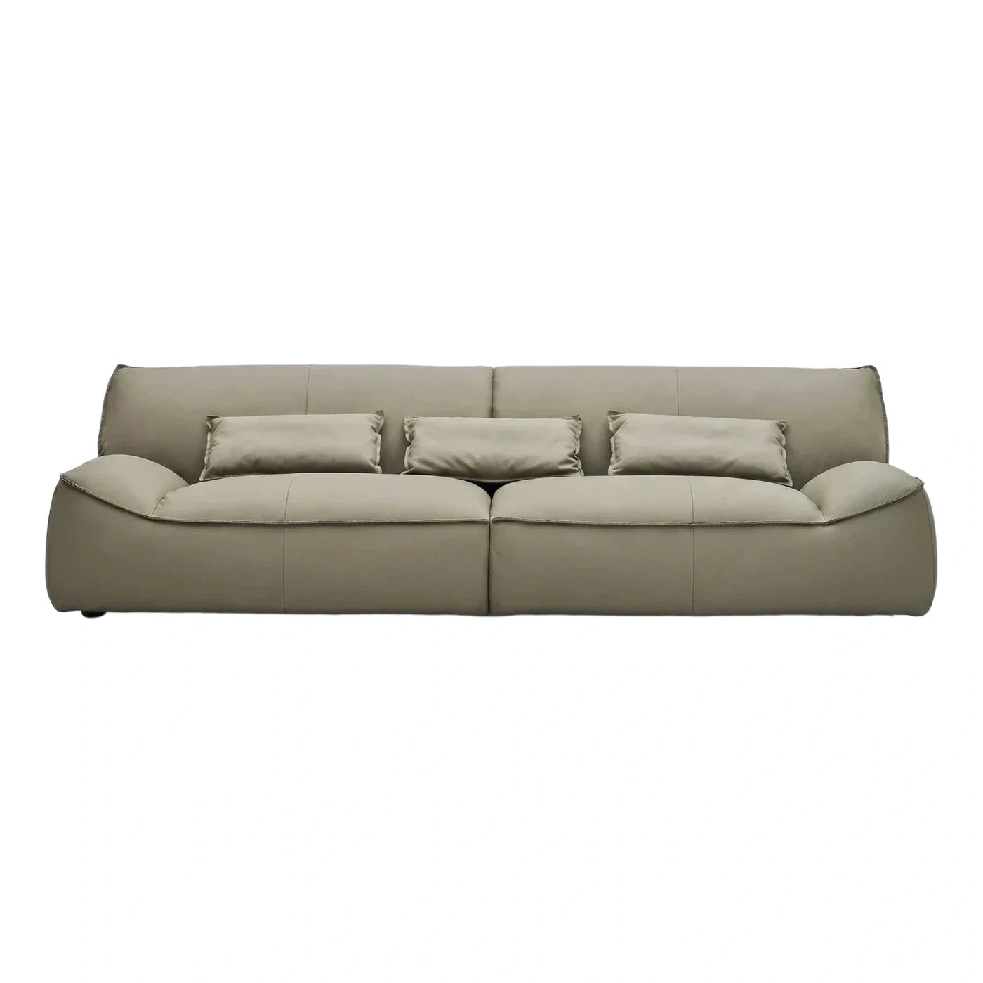 Modern Beige Leather Modular Sofa with Lumbar Pillows