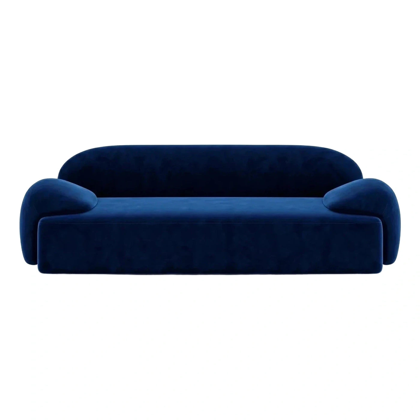 Deep Blue Velvet Curved Modern Sofa