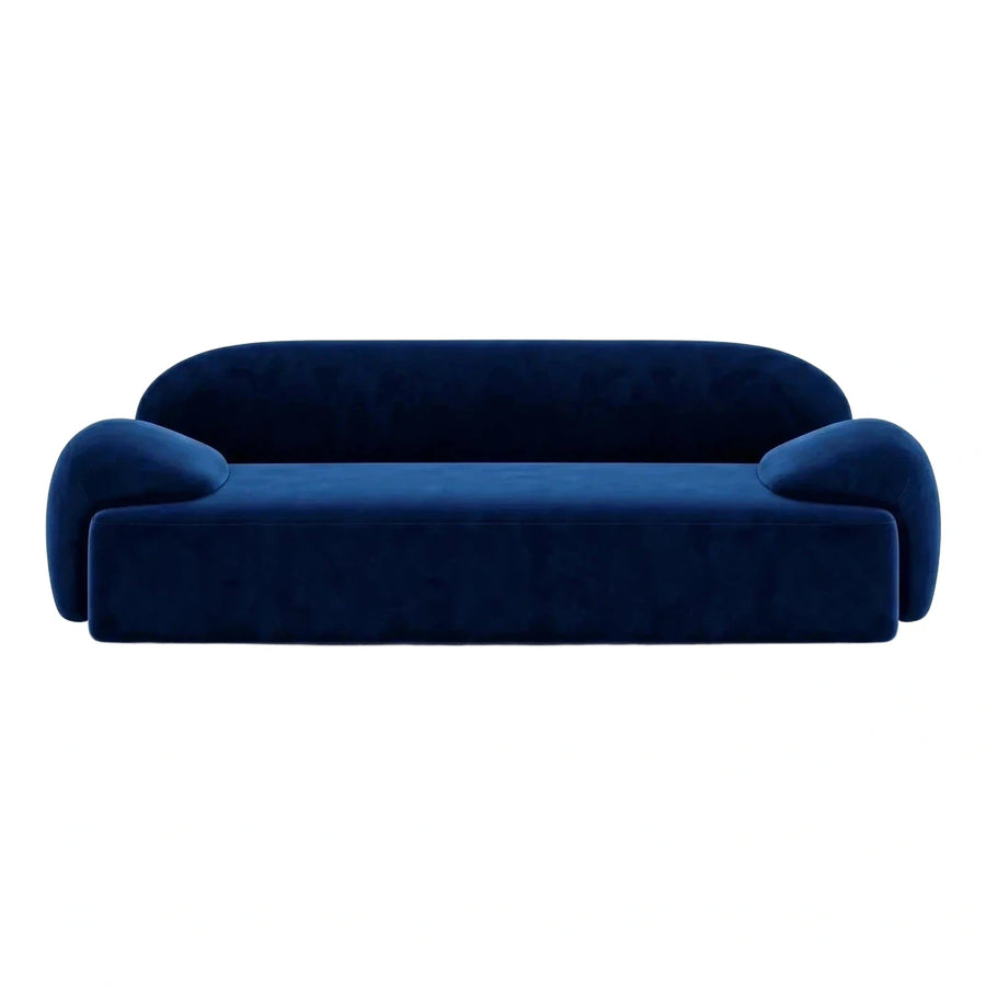 Deep Blue Velvet Curved Modern Sofa
